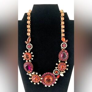 Dramatic multi-medallion, multi-gemstone J. Crew necklace.